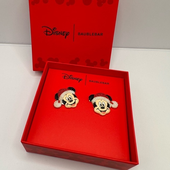 BaubleBar Disney Mickey Mouse Santa Earrings NIB - Picture 6 of 6
